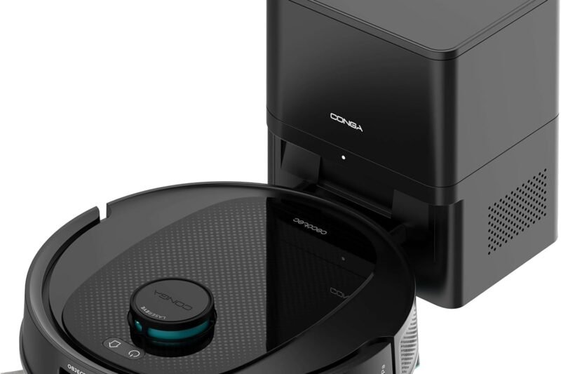 Cecotec Robot Vacuum Cleaner and Mop Robot with Self-Draining Station and AI Conga Y80 X-Treme. Laser Navigation and Artificial Intelligence, 13000 Pa, 2.5 L Base, Autonomy up to 220 m², App Control