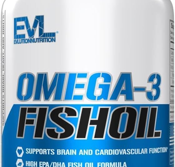 Evlution Nutrition Omega 3 Fish Oil 1250 mg, Rich in EPA 450 mg + DHA 300 mg Triple Stronger Capsules (120 Pills)